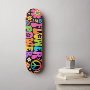 Flower Power 60s-70s Retro Skateboard