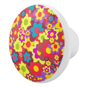 Flower Power 60s hippy Ceramic Knob