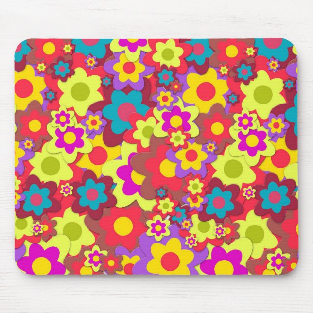 Flower Power 60s hippy Mouse Mat (Front)