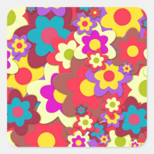 Flower Power 60s hippy Square Sticker