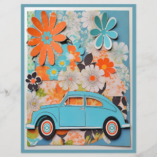 Flower Power 60's Theme Decoupage Scrapbook Paper