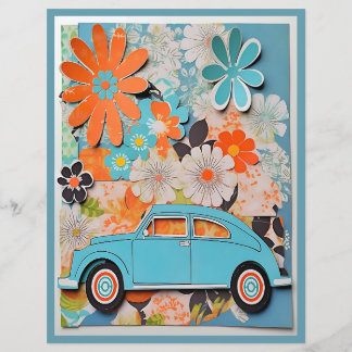 Flower Power 60's Theme Decoupage Scrapbook Paper