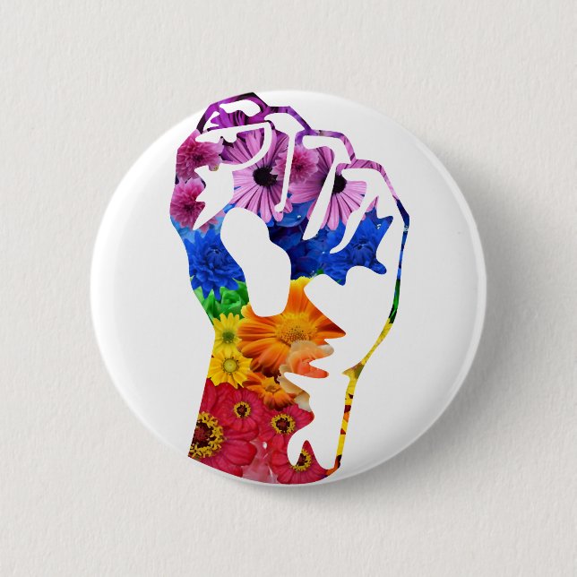 Flower power 6 cm round badge (Front)