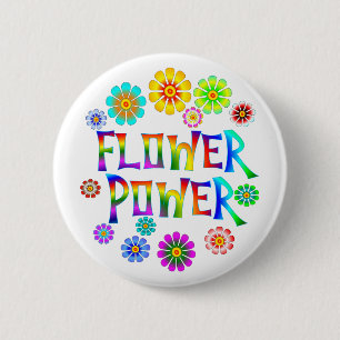 FLOWER POWER 6 CM ROUND BADGE