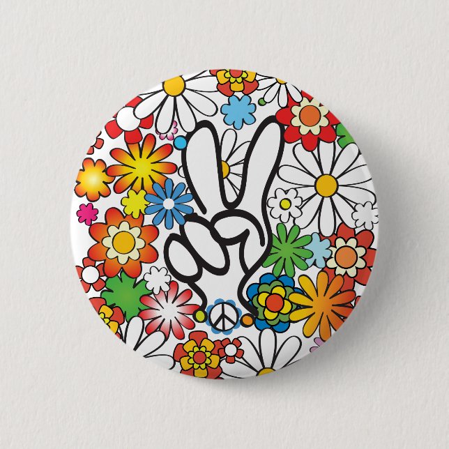 Flower Power 6 Cm Round Badge (Front)