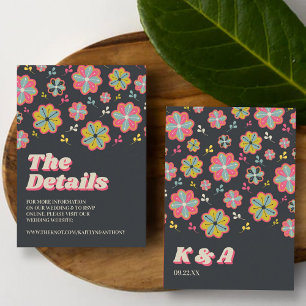 Flower Power 70's Retro Groovy Wedding Detail Enclosure Card