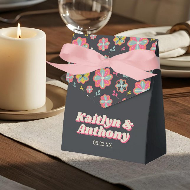 Flower Power 70's Retro Groovy Wedding Favour Box (Creator Uploaded)