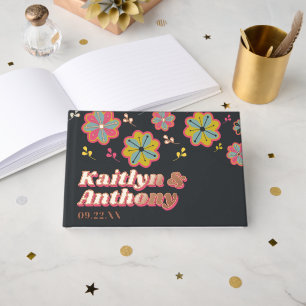 Flower Power 70's Retro Groovy Wedding Guest Book