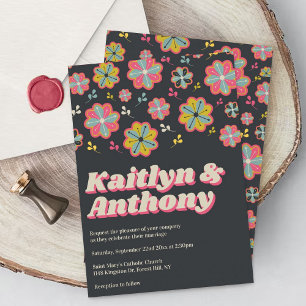 Flower Power 70's Retro Groovy Wedding Invitation