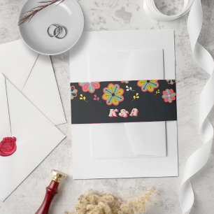 Flower Power 70's Retro Groovy Wedding Invitation Belly Band