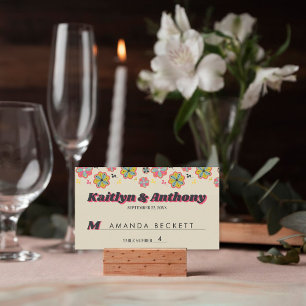 Flower Power 70's Retro Groovy Wedding Place Card