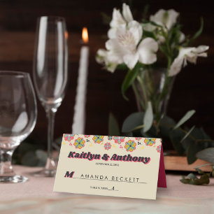 Flower Power 70's Retro Groovy Wedding Place Card