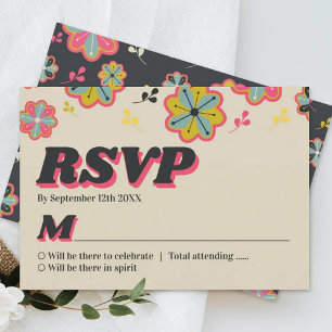 Flower Power 70's Retro Groovy Wedding RSVP Card