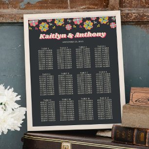 Flower Power 70's Retro Groovy Wedding Seating Poster