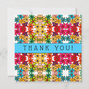 Flower Power Abstract Kaleidoscope Pattern Thank You Card