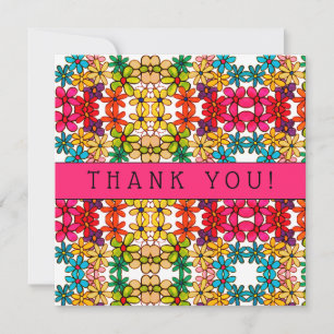 Flower Power Abstract Kaleidoscope Pattern Thank You Card