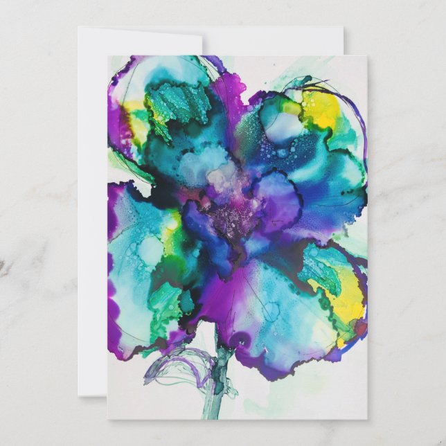 Flower Power Alcohol Ink Bold Wedding Invitation (Front)