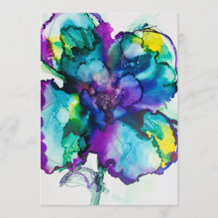 Flower Power Alcohol Ink Bold Wedding Invitation