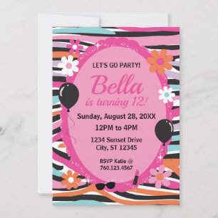 Flower Power Birthday Party Invitation