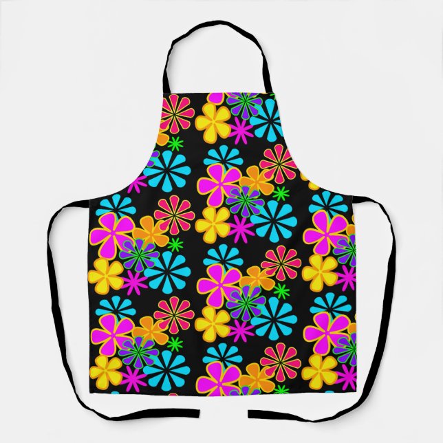 Flower Power Black Apron (Front)