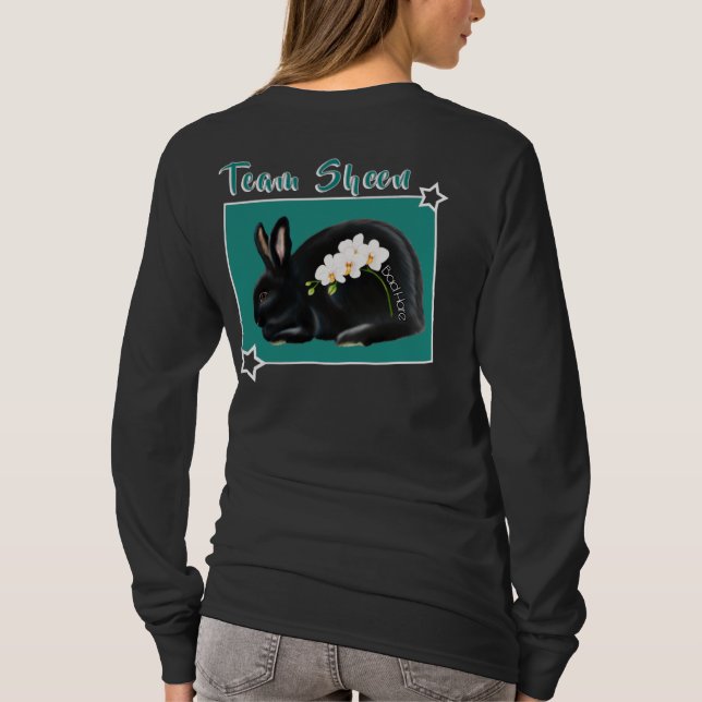 Flower Power: black with orchids  T-Shirt (Back)