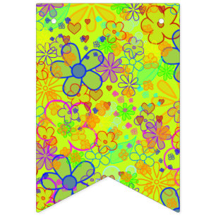 Flower Power Blossoms - coloured pattern 1 Bunting