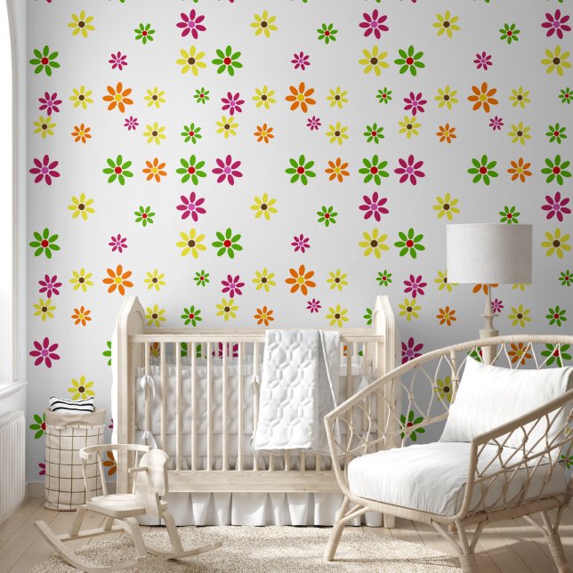 Flower Power Blossoms seamless pattern 2 Wallpaper (Kids)