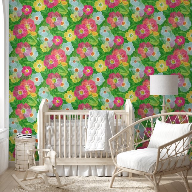 Flower Power Blossoms seamless pattern 4 Wallpaper (Kids)