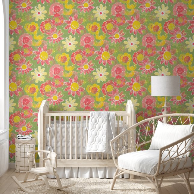 Flower Power Blossoms seamless pattern 5 Wallpaper (Kids)