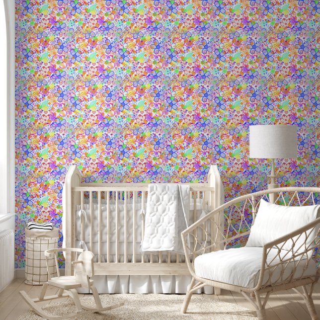 Flower Power Blossoms seamless pattern 9 Wallpaper (Kids)