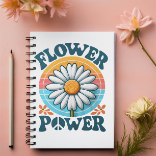 Flower Power blue customisable name Notebook