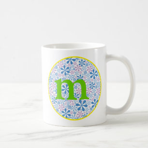 Flower power blue/green coffee mug