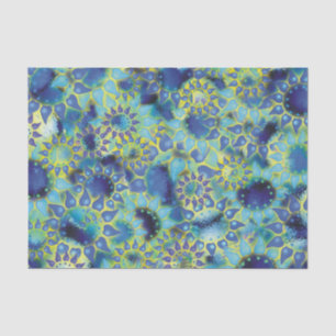 Flower Power Blue Petalled Flowers Tissue Paper