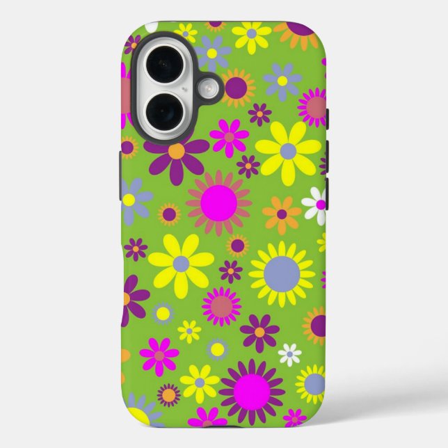 Flower Power Bright Green Case-Mate iPhone Case (Back)