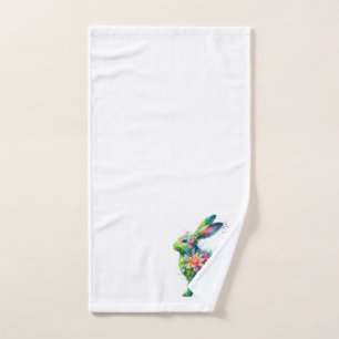 Flower Power Bunny Rabbit Hand Towel