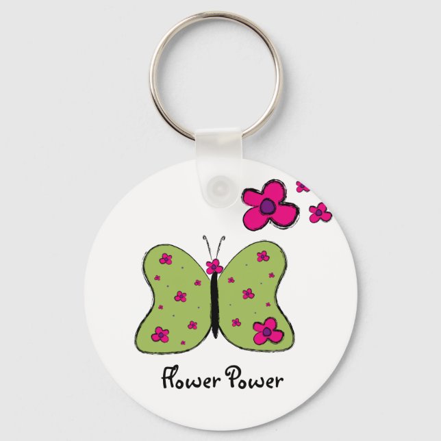 Flower Power Butterfly key chain (Front)