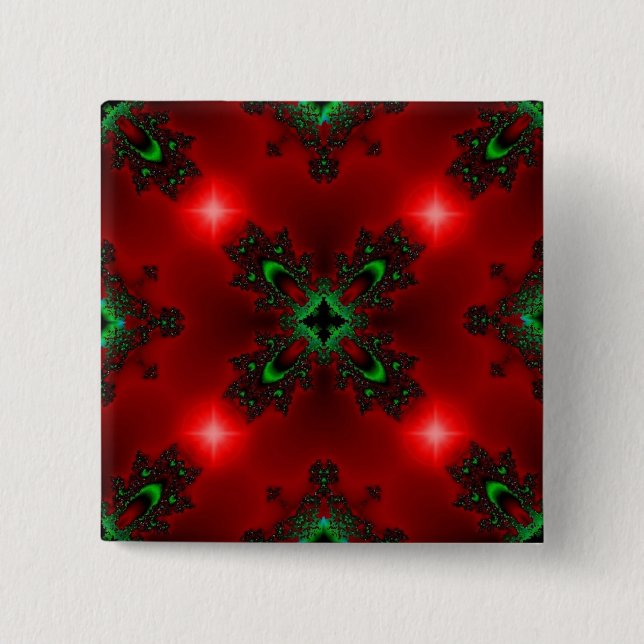 Flower Power, Christmas Magic in Red and Green 15 Cm Square Badge (Front)