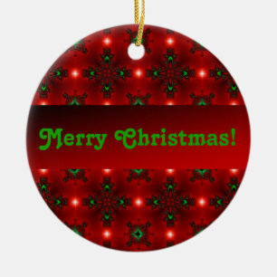 Flower Power, Christmas Magic in Red and Green Ceramic Tree Decoration