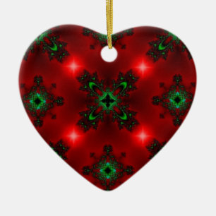Flower Power, Christmas Magic in Red and Green Ceramic Tree Decoration
