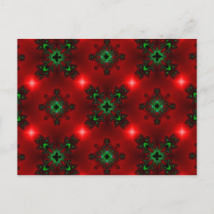 Flower Power, Christmas Magic in Red and Green Holiday Postcard