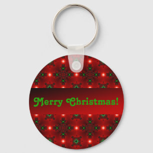 Flower Power, Christmas Magic in Red and Green Key Ring