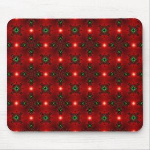 Flower Power, Christmas Magic in Red and Green Mouse Mat