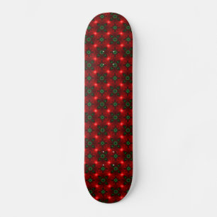 Flower Power, Christmas Magic in Red and Green Skateboard