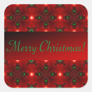 Flower Power, Christmas Magic in Red and Green Square Sticker