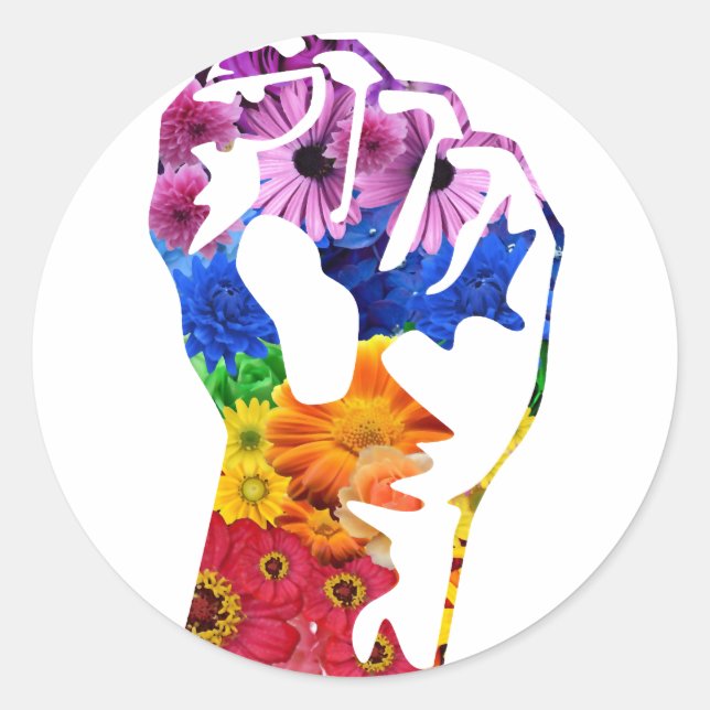 Flower power classic round sticker (Front)
