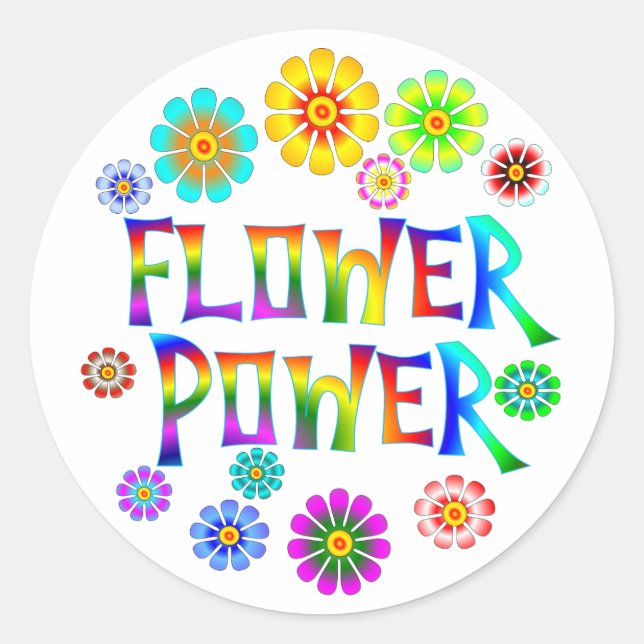 FLOWER POWER CLASSIC ROUND STICKER (Front)