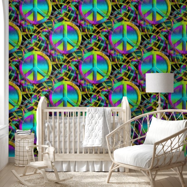 Flower Power - Colourfully Peace Sign Pattern 1 Wallpaper (Kids)