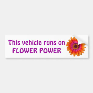 flower power daisy orange, This vehicle runs on... Bumper Sticker