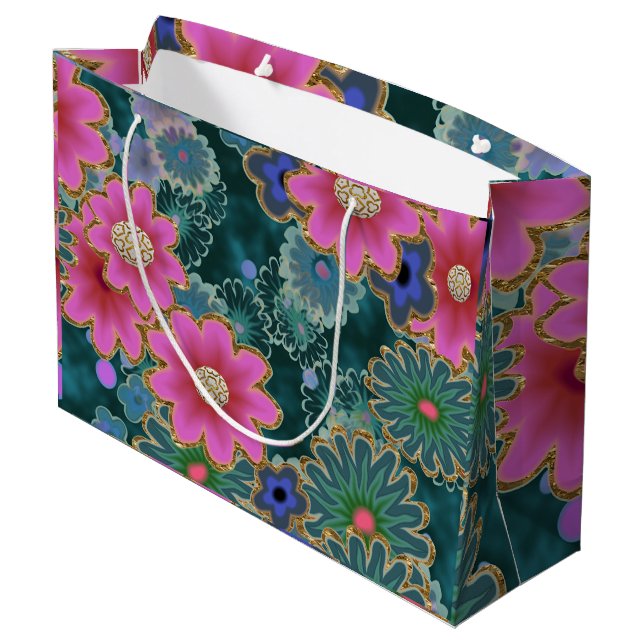 Flower Power Explosion Fun Uniqu Large Gift Bag (Back Angled)