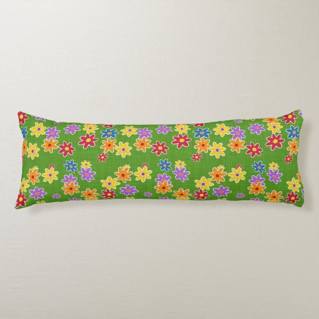 Flower Power Fabric Pattern + your ideas Body Cushion (Front)